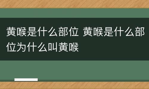 黄喉是什么部位 黄喉是什么部位为什么叫黄喉