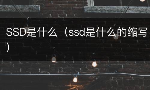 SSD是什么（ssd是什么的缩写）