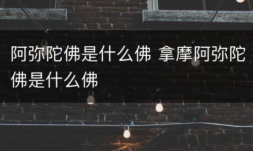 阿弥陀佛是什么佛 拿摩阿弥陀佛是什么佛