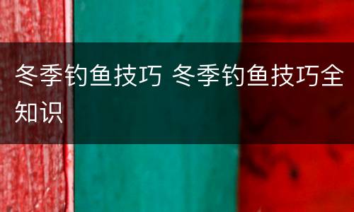 冬季钓鱼技巧 冬季钓鱼技巧全知识