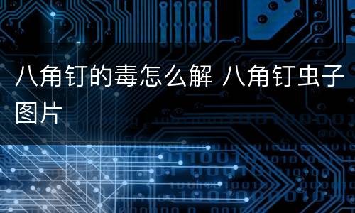 八角钉的毒怎么解 八角钉虫子图片