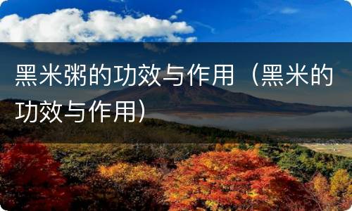 黑米粥的功效与作用（黑米的功效与作用）