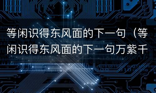 等闲识得东风面的下一句（等闲识得东风面的下一句万紫千红总是春）