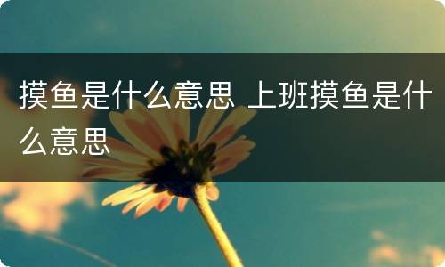 摸鱼是什么意思 上班摸鱼是什么意思