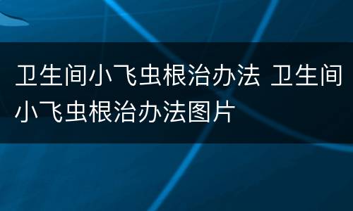 卫生间小飞虫根治办法 卫生间小飞虫根治办法图片