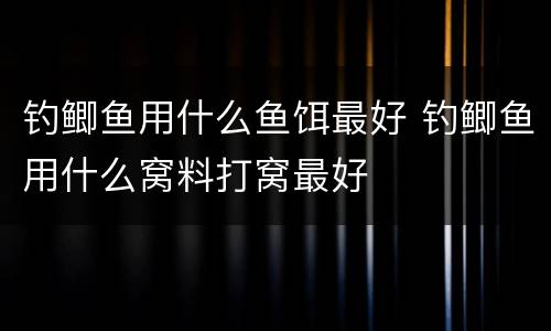 钓鲫鱼用什么鱼饵最好 钓鲫鱼用什么窝料打窝最好
