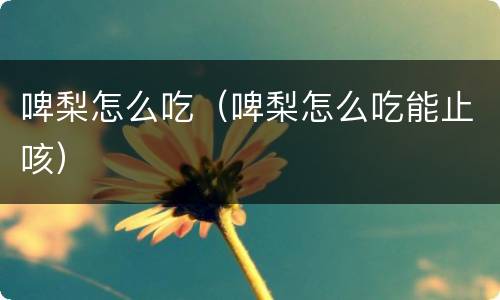 啤梨怎么吃（啤梨怎么吃能止咳）