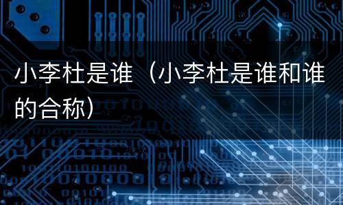 小李杜是谁（小李杜是谁和谁的合称）