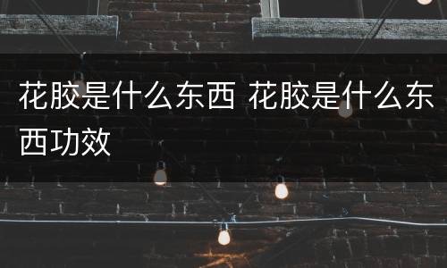 花胶是什么东西 花胶是什么东西功效