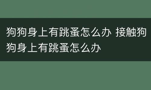 狗狗身上有跳蚤怎么办 接触狗狗身上有跳蚤怎么办