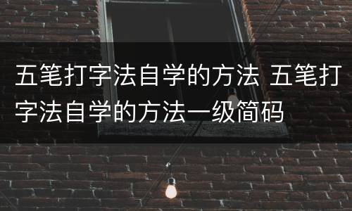 五笔打字法自学的方法 五笔打字法自学的方法一级简码
