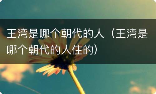 王湾是哪个朝代的人（王湾是哪个朝代的人住的）