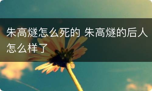 朱高燧怎么死的 朱高燧的后人怎么样了
