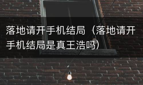 落地请开手机结局（落地请开手机结局是真王浩吗）