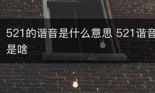 521的谐音是什么意思 521谐音是啥