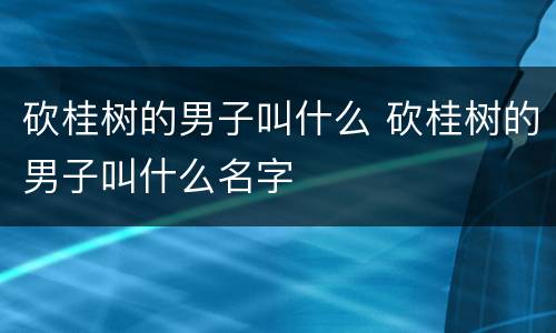 砍桂树的男子叫什么 砍桂树的男子叫什么名字