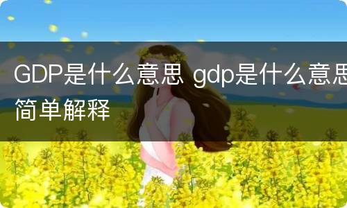 GDP是什么意思 gdp是什么意思简单解释