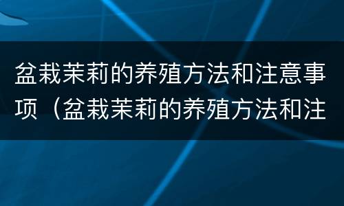 盆栽茉莉的养殖方法和注意事项（盆栽茉莉的养殖方法和注意事项修剪）