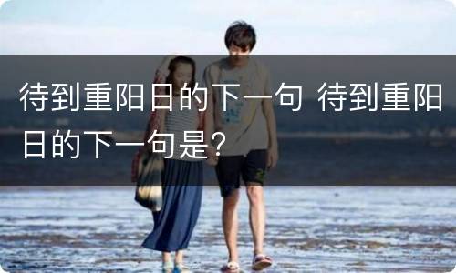 待到重阳日的下一句 待到重阳日的下一句是?