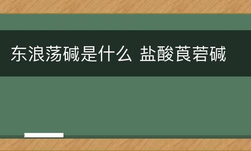 东浪荡碱是什么 盐酸莨菪碱