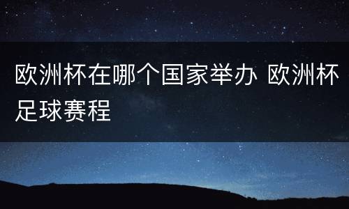 欧洲杯在哪个国家举办 欧洲杯足球赛程