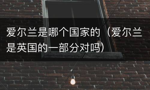 爱尔兰是哪个国家的（爱尔兰是英国的一部分对吗）