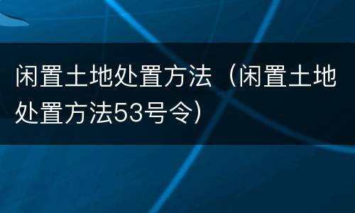 闲置土地处置方法（闲置土地处置方法53号令）