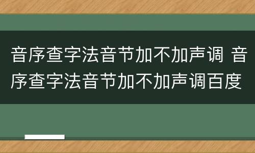 音序查字法音节加不加声调 音序查字法音节加不加声调百度百科