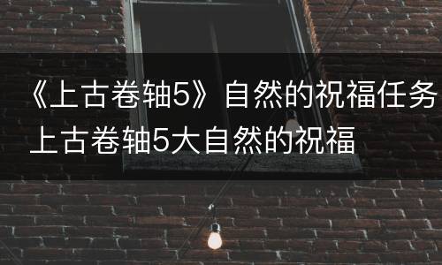 《上古卷轴5》自然的祝福任务 上古卷轴5大自然的祝福