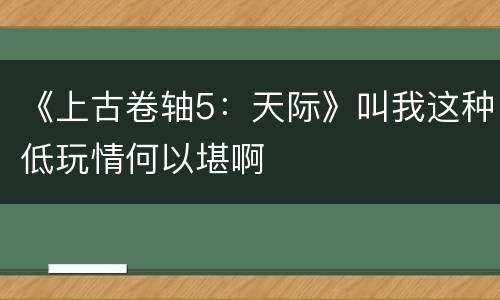 《上古卷轴5：天际》叫我这种低玩情何以堪啊