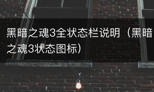 黑暗之魂3全状态栏说明（黑暗之魂3状态图标）