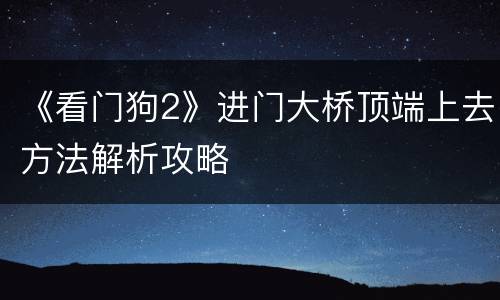 《看门狗2》进门大桥顶端上去方法解析攻略