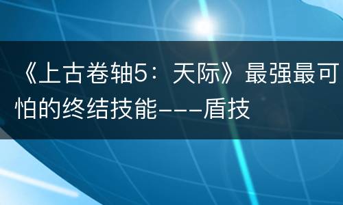 《上古卷轴5：天际》最强最可怕的终结技能---盾技