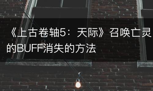 《上古卷轴5：天际》召唤亡灵的BUFF消失的方法