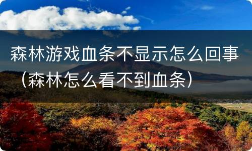 森林游戏血条不显示怎么回事（森林怎么看不到血条）