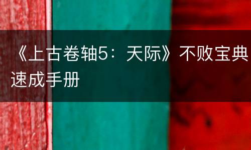 《上古卷轴5：天际》不败宝典速成手册