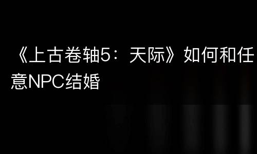 《上古卷轴5：天际》如何和任意NPC结婚