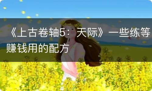 《上古卷轴5：天际》一些练等赚钱用的配方