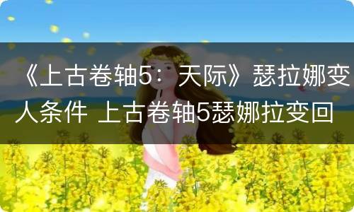 《上古卷轴5：天际》瑟拉娜变人条件 上古卷轴5瑟娜拉变回人类