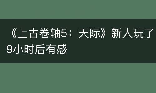 《上古卷轴5：天际》新人玩了9小时后有感