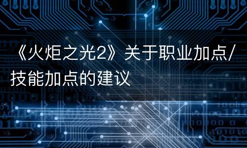 《火炬之光2》关于职业加点/技能加点的建议