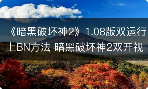 《暗黑破坏神2》1.08版双运行上BN方法 暗黑破坏神2双开视频攻略