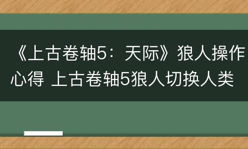 《上古卷轴5：天际》狼人操作心得 上古卷轴5狼人切换人类