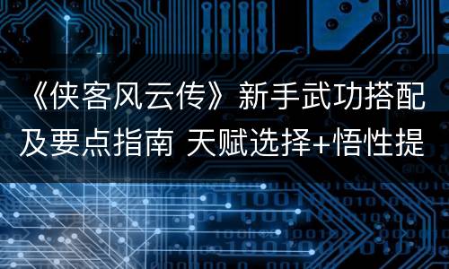 《侠客风云传》新手武功搭配及要点指南 天赋选择+悟性提升方法