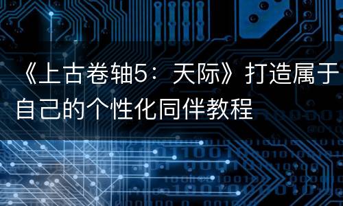 《上古卷轴5：天际》打造属于自己的个性化同伴教程