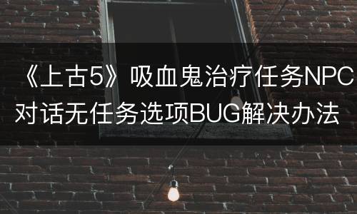 《上古5》吸血鬼治疗任务NPC对话无任务选项BUG解决办法