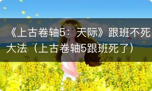 《上古卷轴5：天际》跟班不死大法（上古卷轴5跟班死了）