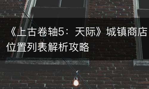 《上古卷轴5：天际》城镇商店位置列表解析攻略