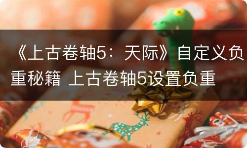 《上古卷轴5：天际》自定义负重秘籍 上古卷轴5设置负重