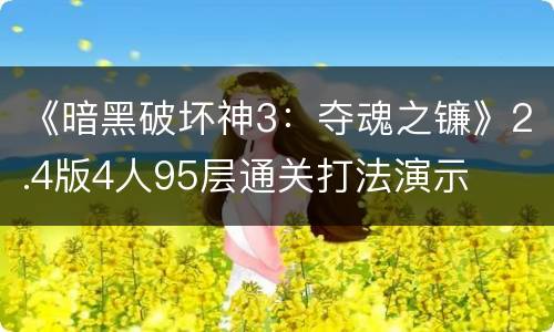 《暗黑破坏神3：夺魂之镰》2.4版4人95层通关打法演示